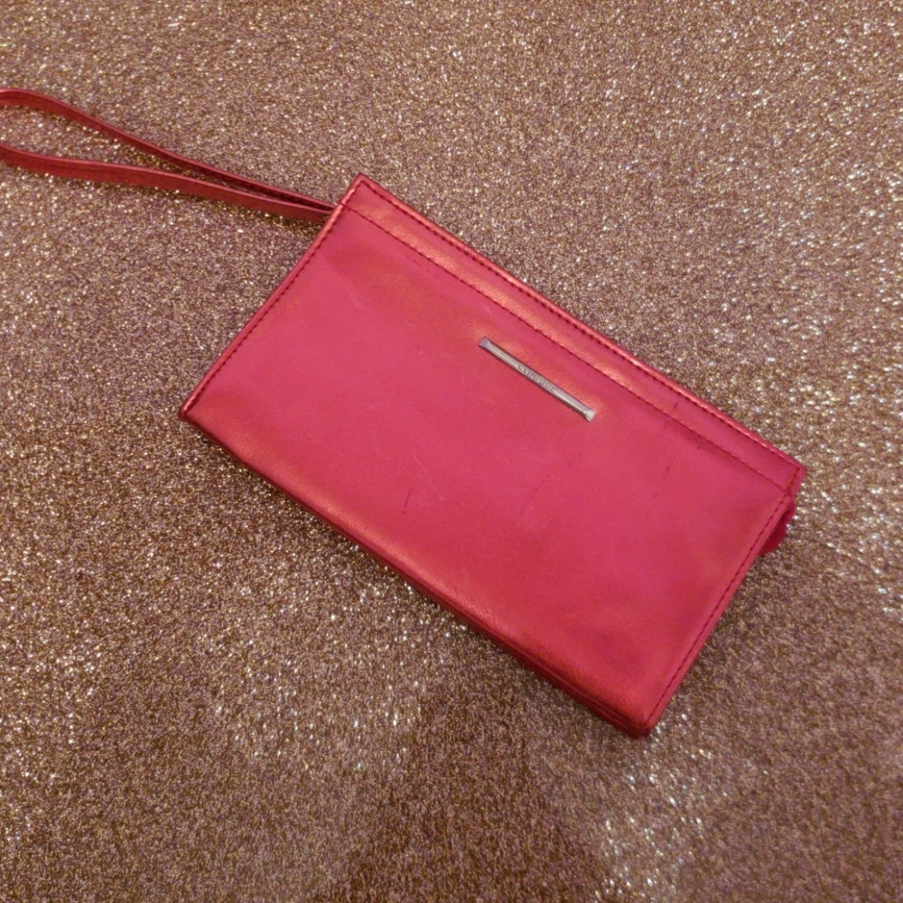 Clinique Red metallic Wristlet